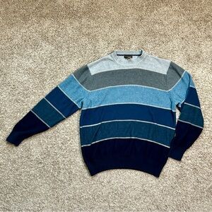 Dockers Mens I Striped Crew Neck Long Sleeve Sweater I Size LG‎ I Blue Gray